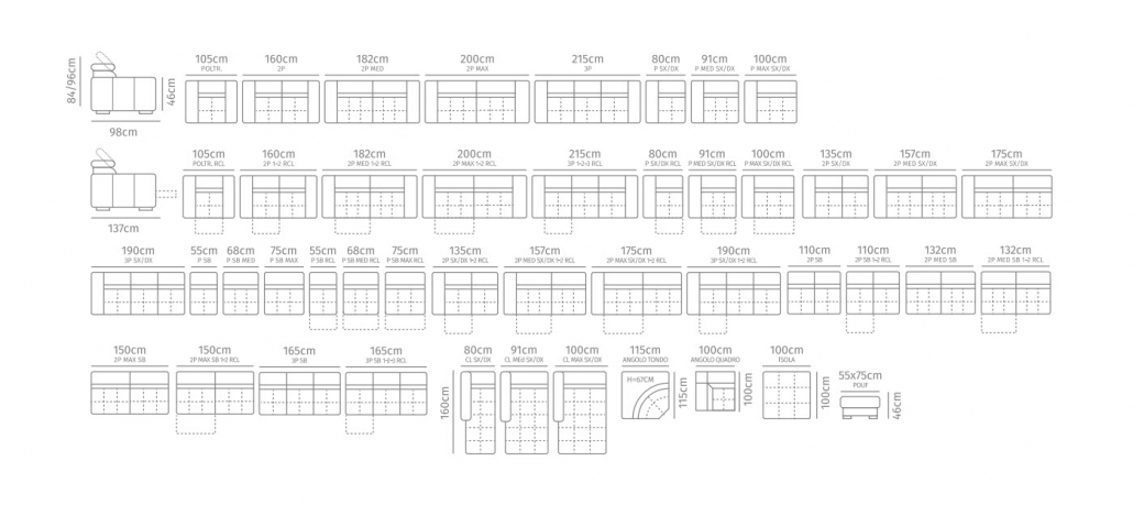 ASTRA-SCHEMA schema tecnico modello divano Astra Italy Comfort
